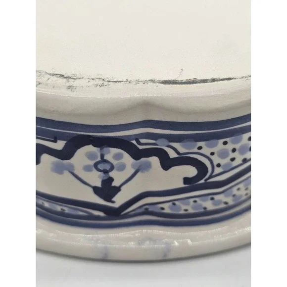 SLAMA  Pottery Since 1965 Blue Multi Color Pan Made In Tunisia - Picture 8 of 10
